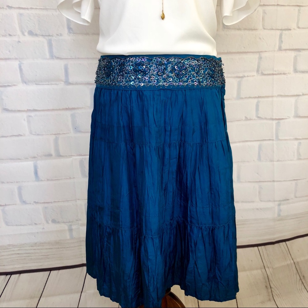 B C B G M A X A Z R I A : Teal Embellished Skirt - image 3